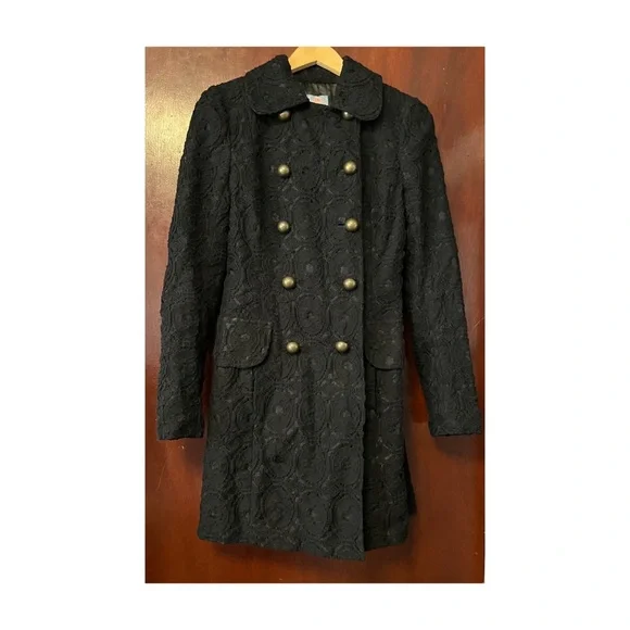 Women’s Tracy Reese Black Lace Pea Coat - Picture 4 of 5